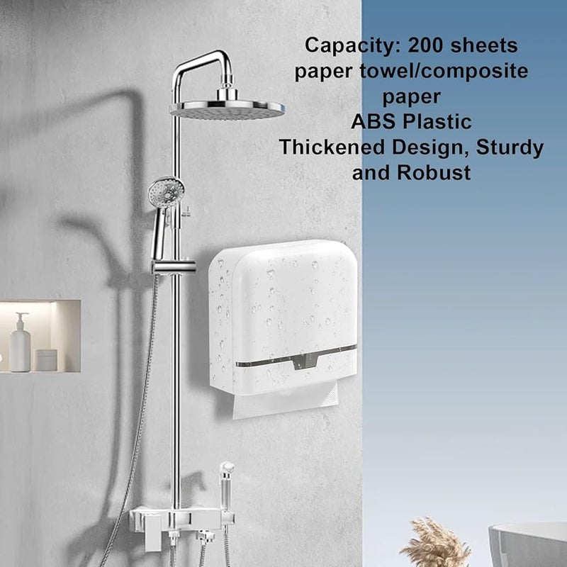 موزع مناشف ورقية أبيض مثبت على الحائط بنظام فتح ذو اتجاهين ونافذة شفافة يتسع لـ 200 ورقة - Image 4